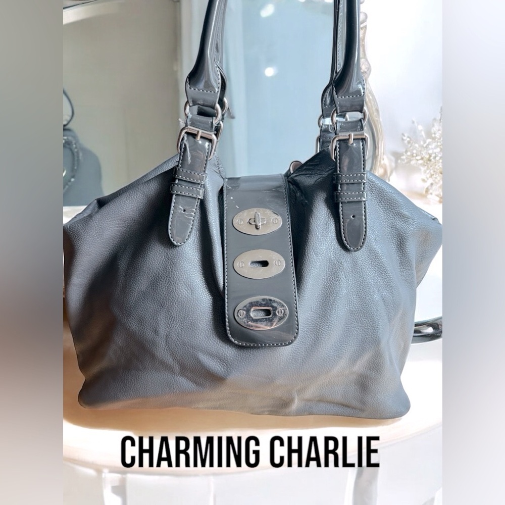 Large gray Charming Charlie shoulder bag with removable pouch